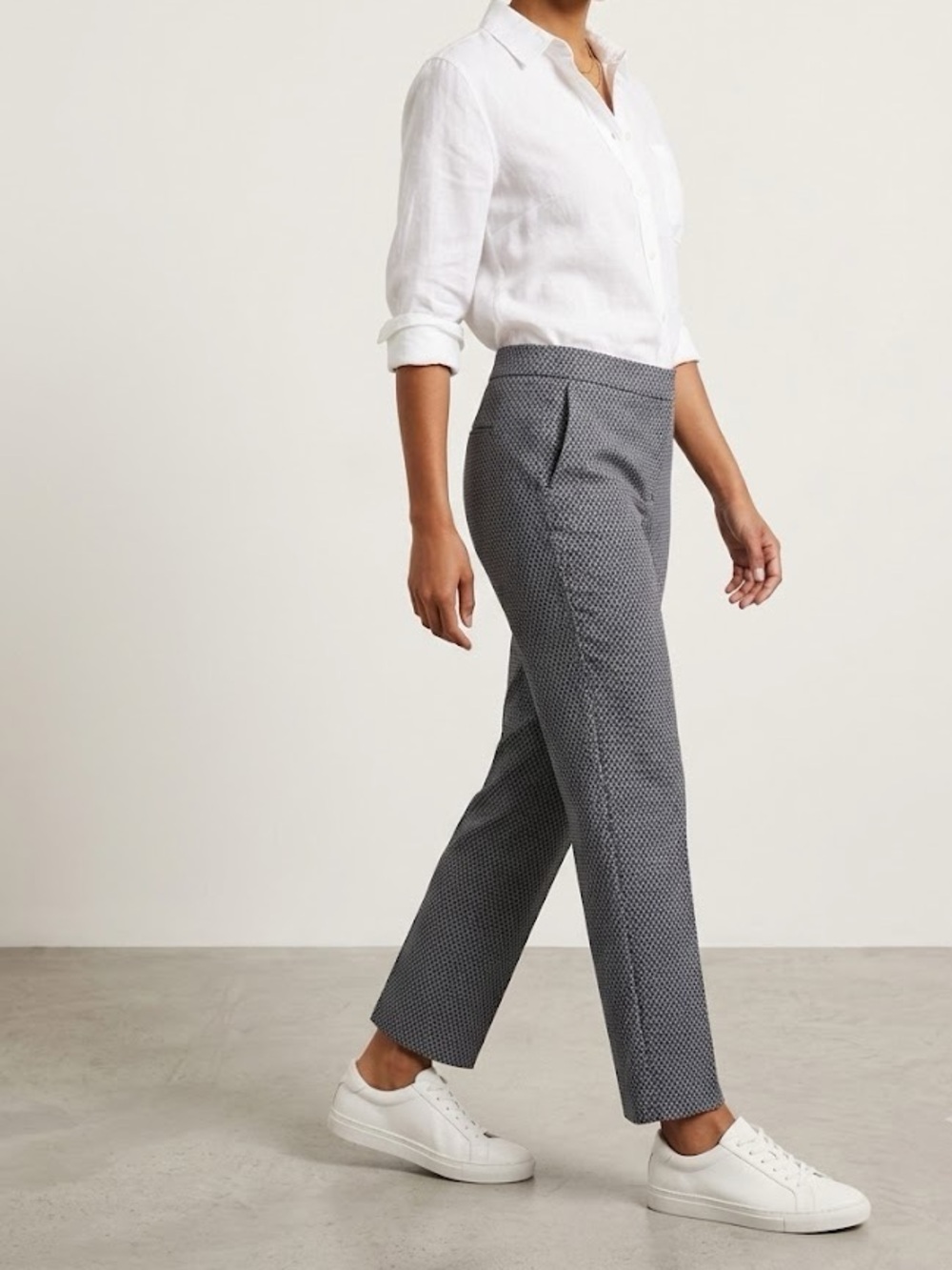 Dalia Black Geometric Patterned Straight-Leg Trousers